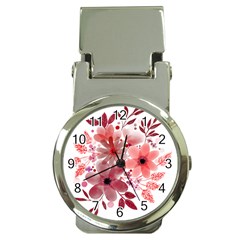 Watercolour Flowers Red Watercolor Money Clip Watches by Pakrebo