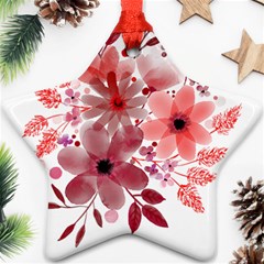 Watercolour Flowers Red Watercolor Star Ornament (two Sides) by Pakrebo