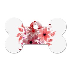 Watercolour Flowers Red Watercolor Dog Tag Bone (one Side) by Pakrebo