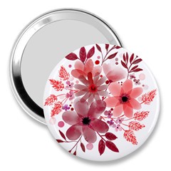 Watercolour Flowers Red Watercolor 3  Handbag Mirrors by Pakrebo