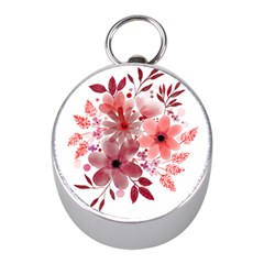 Watercolour Flowers Red Watercolor Mini Silver Compasses by Pakrebo