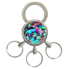 Abstract Flower Painting 3-ring Key Chain by Pakrebo