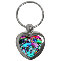 Abstract Flower Painting Key Chain (heart) by Pakrebo