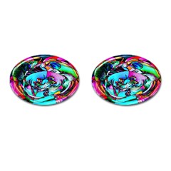 Abstract Flower Painting Cufflinks (oval) by Pakrebo