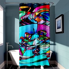 Abstract Flower Painting Shower Curtain 36  X 72  (stall)  by Pakrebo