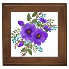 Watercolour Flowers Spring Floral Framed Tile by Pakrebo