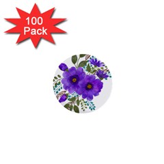 Watercolour Flowers Spring Floral 1  Mini Buttons (100 Pack)  by Pakrebo