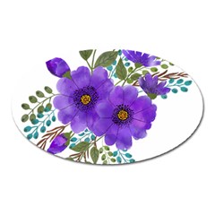 Watercolour Flowers Spring Floral Oval Magnet by Pakrebo