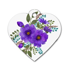 Watercolour Flowers Spring Floral Dog Tag Heart (one Side) by Pakrebo