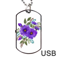 Watercolour Flowers Spring Floral Dog Tag Usb Flash (one Side) by Pakrebo