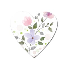 Spring Watercolour Flowers Heart Magnet by Pakrebo