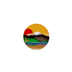 Mount Fuji Japan Lake Sun Sunset 1  Mini Buttons by Pakrebo