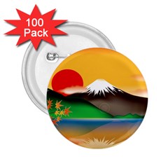 Mount Fuji Japan Lake Sun Sunset 2 25  Buttons (100 Pack)  by Pakrebo