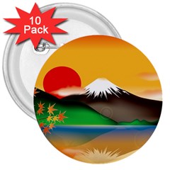 Mount Fuji Japan Lake Sun Sunset 3  Buttons (10 Pack)  by Pakrebo