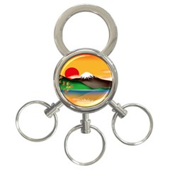 Mount Fuji Japan Lake Sun Sunset 3-ring Key Chain by Pakrebo