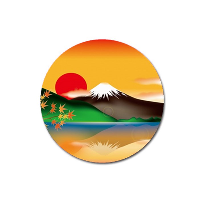 Mount Fuji Japan Lake Sun Sunset Magnet 3  (Round)