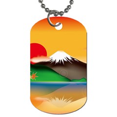 Mount Fuji Japan Lake Sun Sunset Dog Tag (two Sides) by Pakrebo