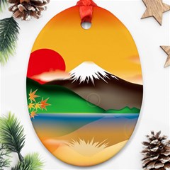 Mount Fuji Japan Lake Sun Sunset Oval Ornament (two Sides) by Pakrebo