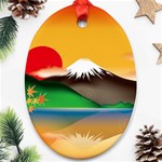 Mount Fuji Japan Lake Sun Sunset Oval Ornament (Two Sides) Front