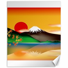 Mount Fuji Japan Lake Sun Sunset Canvas 16  X 20  by Pakrebo