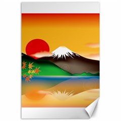 Mount Fuji Japan Lake Sun Sunset Canvas 24  X 36  by Pakrebo