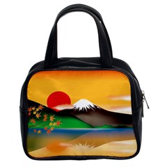 Mount Fuji Japan Lake Sun Sunset Classic Handbag (two Sides) by Pakrebo