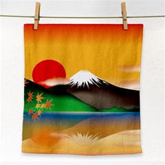 Mount Fuji Japan Lake Sun Sunset Face Towel by Pakrebo