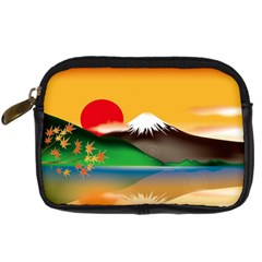 Mount Fuji Japan Lake Sun Sunset Digital Camera Leather Case by Pakrebo