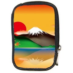 Mount Fuji Japan Lake Sun Sunset Compact Camera Leather Case by Pakrebo