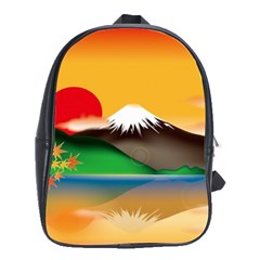 Mount Fuji Japan Lake Sun Sunset School Bag (large) by Pakrebo