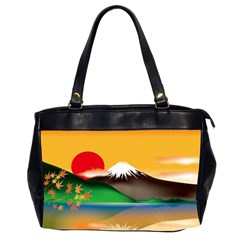 Mount Fuji Japan Lake Sun Sunset Oversize Office Handbag (2 Sides) by Pakrebo