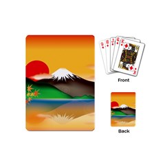 Mount Fuji Japan Lake Sun Sunset Playing Cards Single Design (mini) by Pakrebo