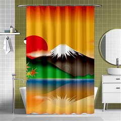 Mount Fuji Japan Lake Sun Sunset Shower Curtain 48  X 72  (small)  by Pakrebo