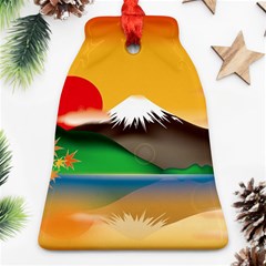 Mount Fuji Japan Lake Sun Sunset Ornament (bell) by Pakrebo