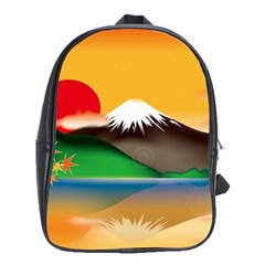 Mount Fuji Japan Lake Sun Sunset School Bag (xl) by Pakrebo