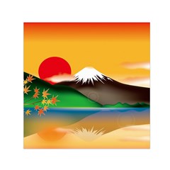 Mount Fuji Japan Lake Sun Sunset Small Satin Scarf (square) by Pakrebo