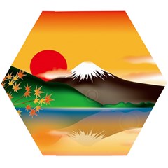 Mount Fuji Japan Lake Sun Sunset Wooden Puzzle Hexagon by Pakrebo