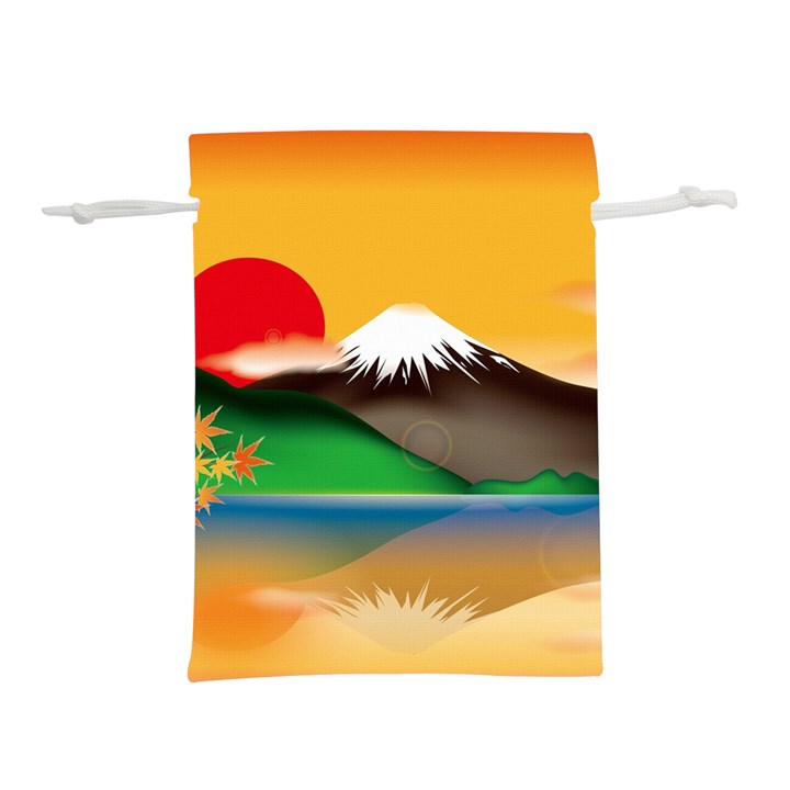 Mount Fuji Japan Lake Sun Sunset Lightweight Drawstring Pouch (L)