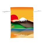 Mount Fuji Japan Lake Sun Sunset Lightweight Drawstring Pouch (L) Back