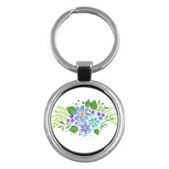 Watercolour Flowers Bouquet Spring Key Chain (round) by Pakrebo