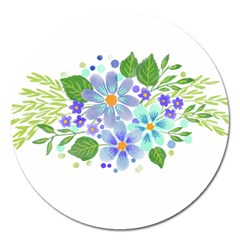 Watercolour Flowers Bouquet Spring Magnet 5  (round) by Pakrebo