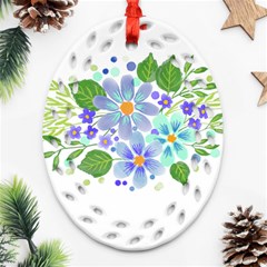 Watercolour Flowers Bouquet Spring Ornament (oval Filigree) by Pakrebo