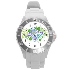 Watercolour Flowers Bouquet Spring Round Plastic Sport Watch (l) by Pakrebo