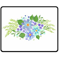 Watercolour Flowers Bouquet Spring Double Sided Fleece Blanket (medium)  by Pakrebo