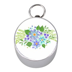 Watercolour Flowers Bouquet Spring Mini Silver Compasses by Pakrebo