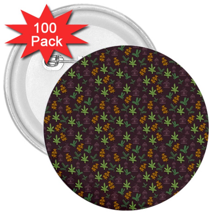 Tribal Leaves House Art Tribal Art 3  Buttons (100 pack) 