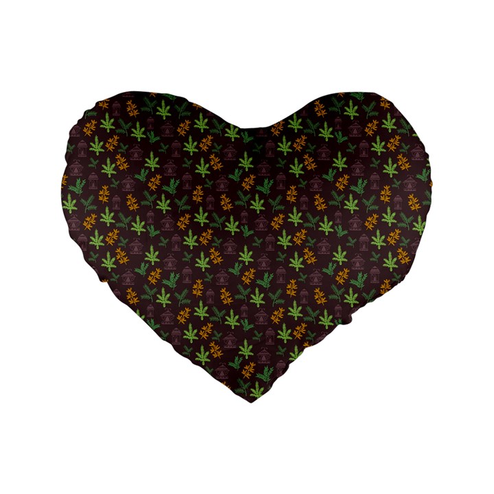 Tribal Leaves House Art Tribal Art Standard 16  Premium Flano Heart Shape Cushions