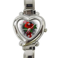 Watercolour Flowers Watercolor Roses Heart Italian Charm Watch by Pakrebo