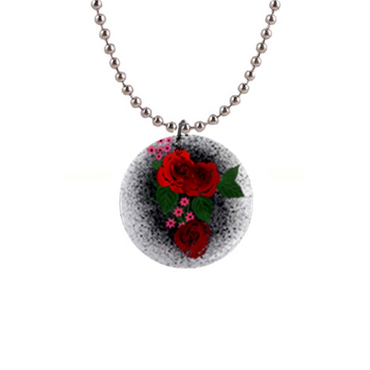 Watercolour Flowers Watercolor Roses 1  Button Necklace