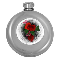 Watercolour Flowers Watercolor Roses Round Hip Flask (5 Oz) by Pakrebo